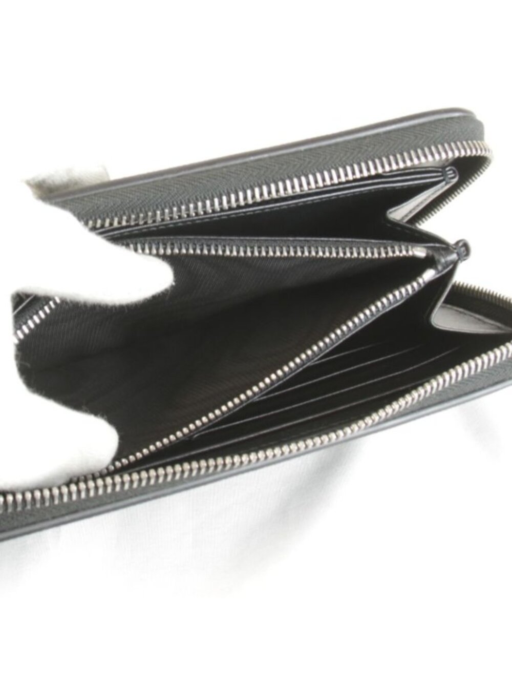 Prada Saffiano Round Zip Wallet Leather Black - Picture 8 of 9